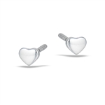 Sterling Silver High Polish Small, Solid Heart Stud Earring