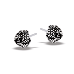 Sterling Silver 6 mm Oxidized Rope Knot Stud Earring