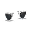Sterling Silver High Polish Modern Triangle Stud Earring With Synthetic Black Onyx