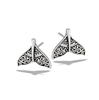 Sterling Silver Oxidized Ornate Whale's Tail Stud Earring