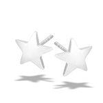 Sterling Silver Convex High Polish Solid Star Stud Earring