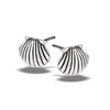 Sterling Silver Oxidized Scallop Shell Stud Earring