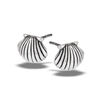 Sterling Silver Oxidized Scallop Shell Stud Earring