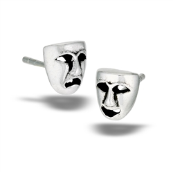 Sterling Silver Comedy Tragedy Stud Earring