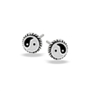 Sterling Silver 6 mm Yin And Yang Stud Earring With Oxidized Braid And Silver Slice