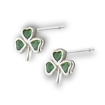 Sterling Silver Shamrock Stud with Synthetic Emerald