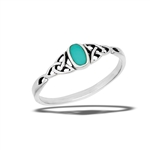 Sterling Silver Synthetic Turquoise Ring With Triquetras