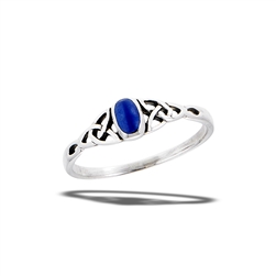 Sterling Silver Synthetic Lapis Ring With Triquetras