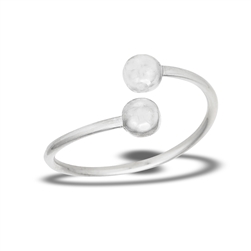 Sterling Silver Adjustable Double Ball Ring