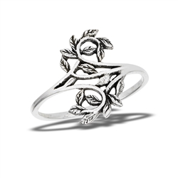 Sterling Silver Intertwined Leaves Ring