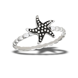 Sterling Silver Starfish Ring With Granulation