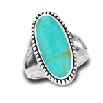 Sterling Silver Bali Style Ring With Granulation And Synthetic Turquoise