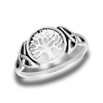 Sterling Silver Tree Of Life Ring With Side Triquetras