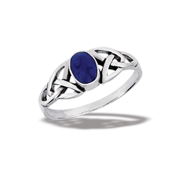 Sterling Silver Celtic Ring With Synthetic Lapis