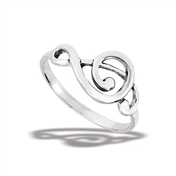 Sterling Silver Musical Clef Ring