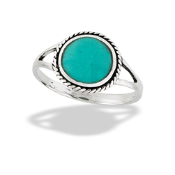 Sterling Silver Double Pronged Synthetic Turquoise Ring