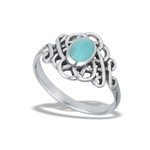 Sterling Silver Endless Celtic Knot Ring With Synthetic Turquoise