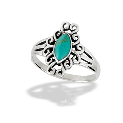 Sterling Silver Filigree Ring With Synthetic Turquoise