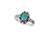 Sterling Silver Bali Style Ring With Synthetic Turquoise