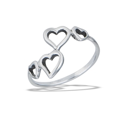 Sterling Silver Four Dancing Hearts Ring