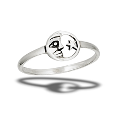 Sterling Silver Small Moon And Star Ring