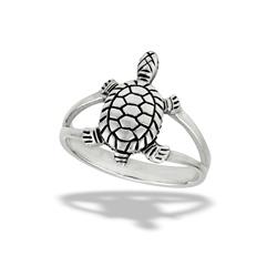 Sterling Silver Double Shank Turtle Ring