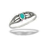 Sterling Silver Granulated Dainty Ring With Synthetic Turquoise