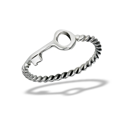 Sterling Silver Key Ring With Twist Band