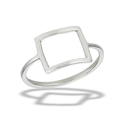 Sterling Silver High Polish Modern Square Ring