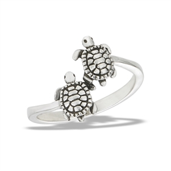 Sterling Silver Adjustable Turtle Friends Ring