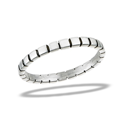Sterling Silver High Polish Modern Square Cut Oxidized Ring