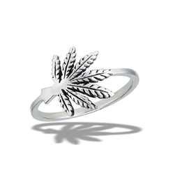 Sterling Silver Oxidized Cannabis Ring