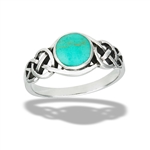 Sterling Silver Celtic Knot Ring With Synthetic Turquoise