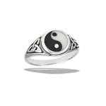 Sterling Silver Yin And Yang Ring With Triquetras