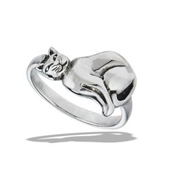 Sterling Silver Sitting Cat Ring
