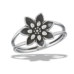 Sterling Silver Classic Lotus Ring With Double Shank