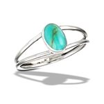 Sterling Silver Double Shanked Ring With Synthetic Turquoise