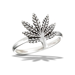 Sterling Silver Marijuana Leaf Ring