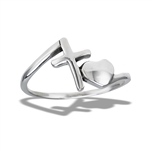 Sterling Silver High Polish Cross And Heart Ring