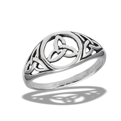 Sterling Silver Triple Triquetra Celtic Ring