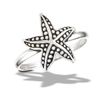 Sterling Silver Oxidized Starfish Ring With Granulation