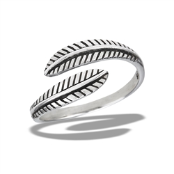 Sterling Silver Adjustable Double Leaf Ring