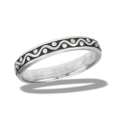 Sterling Silver Oxidized Squiggle Ring With Dots
