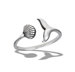 Sterling Silver Whale's Tail And Scallop Ring