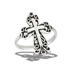 Sterling Silver Oxidized Victorian Cross Ring