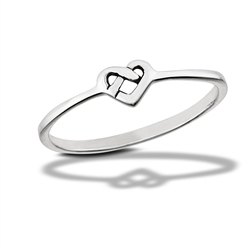 Sterling Silver Celtic Woven Knot Heart Ring