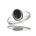 Sterling Silver Braided Oval Ring With Synthetic Black Onyx