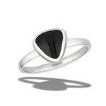 Sterling Silver High Polish Triangle Ring With Synthetic Black Onyx