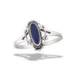 Sterling Silver Bali Style Ring With Synthetic Lapis And Braiding