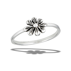 Sterling Silver Oxidized Daisy Ring